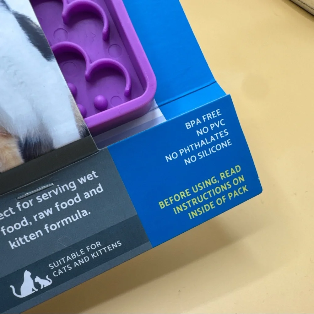 LickiMat Kitty Combination Slow Feeder with Micro Dish Purple - New